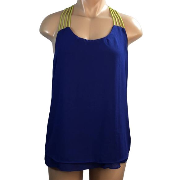 Umgee USA Top Womens Medium Strappy Racerback‎ Blue & Green Flowy Beach Vacation - Picture 1 of 11